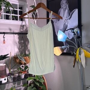 Essential Lace Trim Cami Top Tank Cream Cotton Blend Sleeveless Small